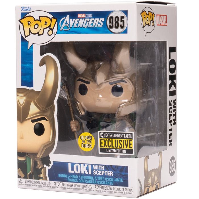 Funko Pop! Avengers: Loki with Scepter (GITD) Entertainment Earth Exclusive (Box Damage)